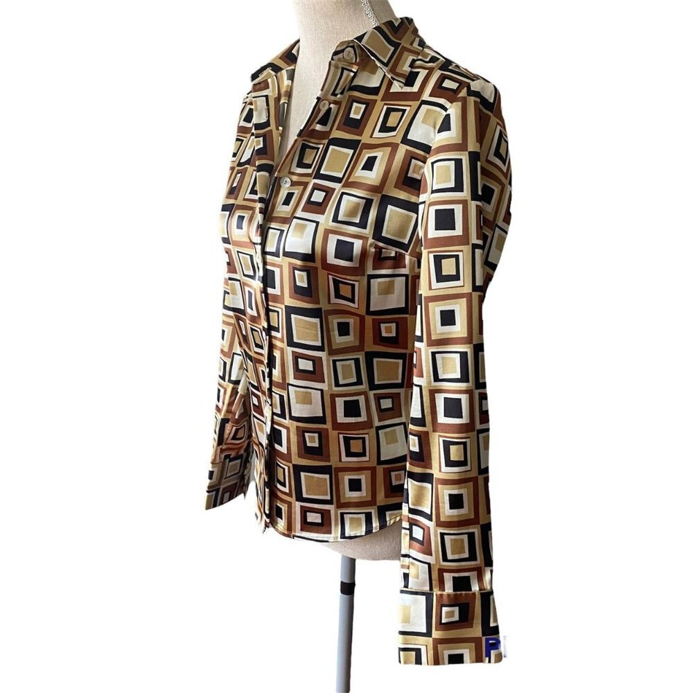 Geometric Patterned Button Down Shirt - Picture 2 of 7